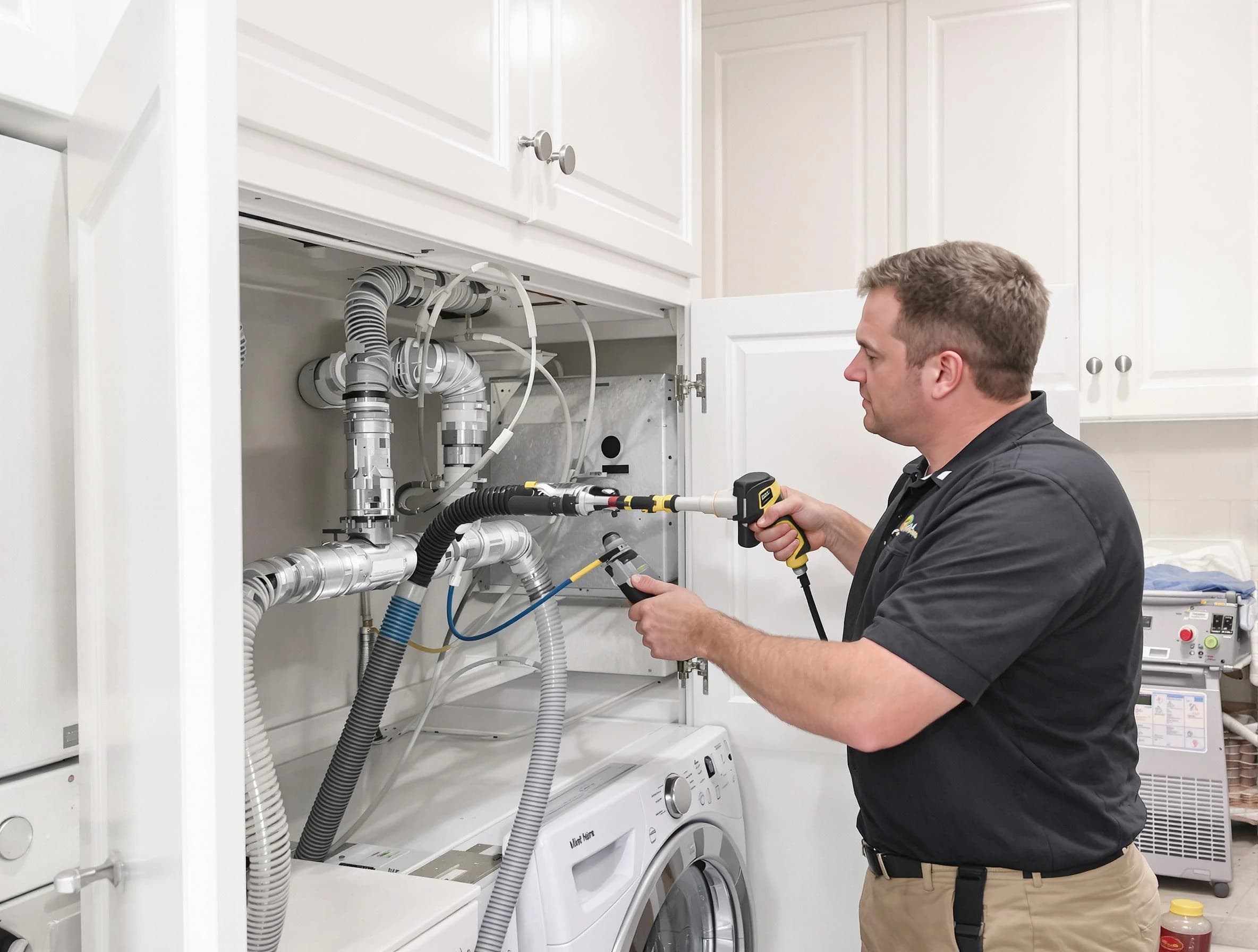 Moreno Valley Dryer Vent Cleaning professional removing severe blockage from a clogged dryer vent in Moreno Valley